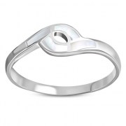 Mother of Pearl Sea Shell Silver Ring, r477